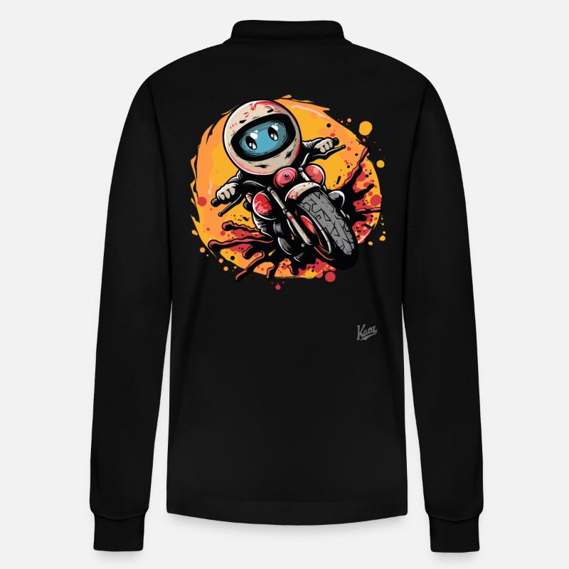 Süßes Motorrad-Comic - Stanley/Stella Unisex Bio-Langarm-Poloshirt Prepster - Schwarz