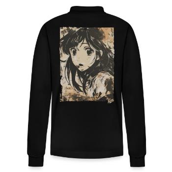 Japanisches Grunge-Cover Cartoon-Mädchen - Stanley/Stella Unisex Bio-Langarm-Poloshirt Prepster - Schwarz - Hinten - Anna (173cm)