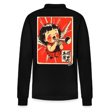 Süßer Kleiner Engel mit Trompete - Stanley/Stella Unisex Bio-Langarm-Poloshirt Prepster - Schwarz - Hinten - Anna (173cm)