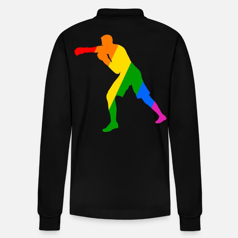 Boxer im Regenbogen - Stanley/Stella Unisex Bio-Langarm-Poloshirt Prepster - Schwarz