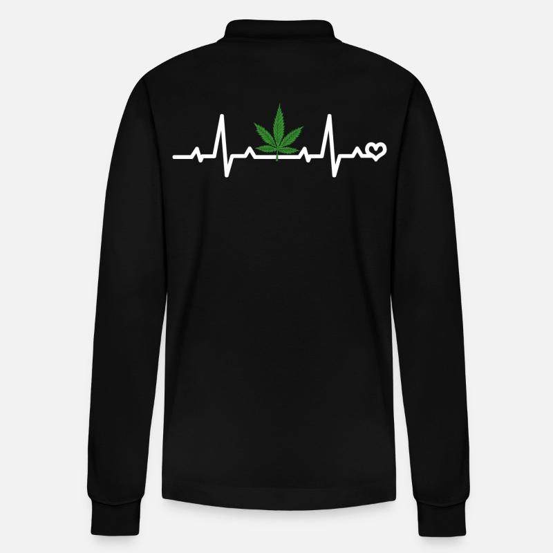 Cannabisblatt EKG - Stanley/Stella Unisex Bio-Langarm-Poloshirt Prepster - Schwarz