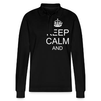 keep calm and YOUR TEXT - Stanley/Stella Unisex Bio-Langarm-Poloshirt Prepster - Schwarz - Vorne - Anna (173cm) & Nico (186cm)