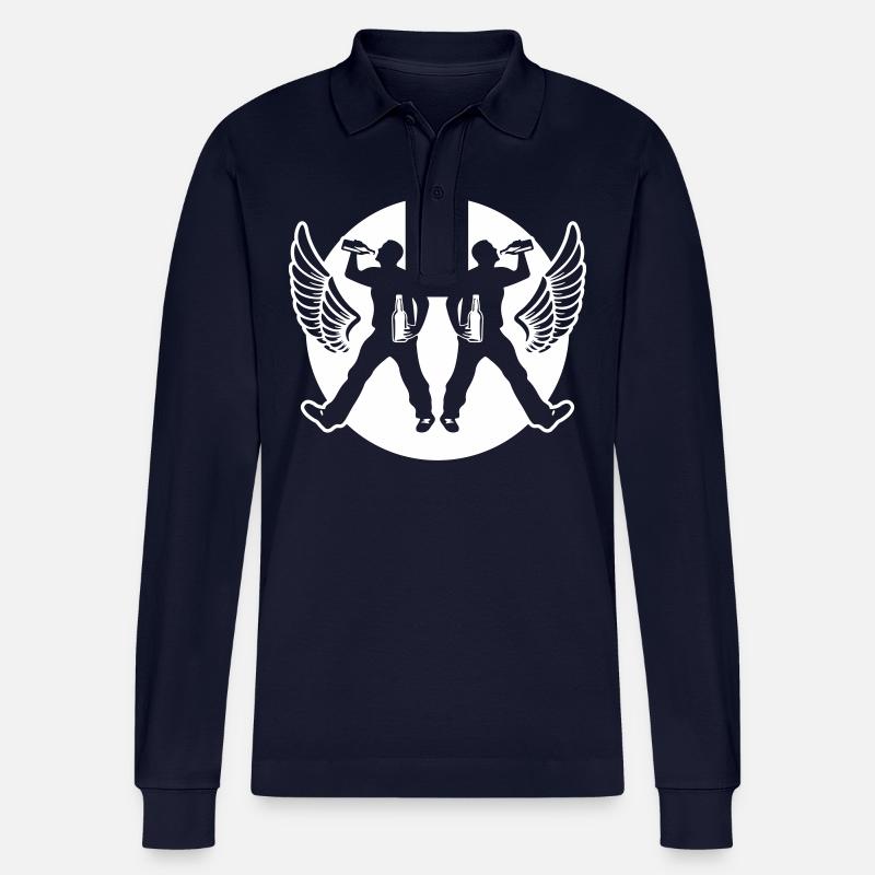 Drinking Bier Silhouette - Stanley/Stella Unisex Bio-Langarm-Poloshirt Prepster - Navy