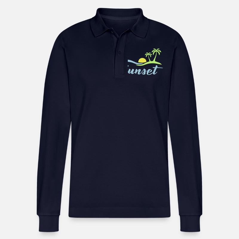 Sunset beach - Stanley/Stella Unisex Bio-Langarm-Poloshirt Prepster - Navy