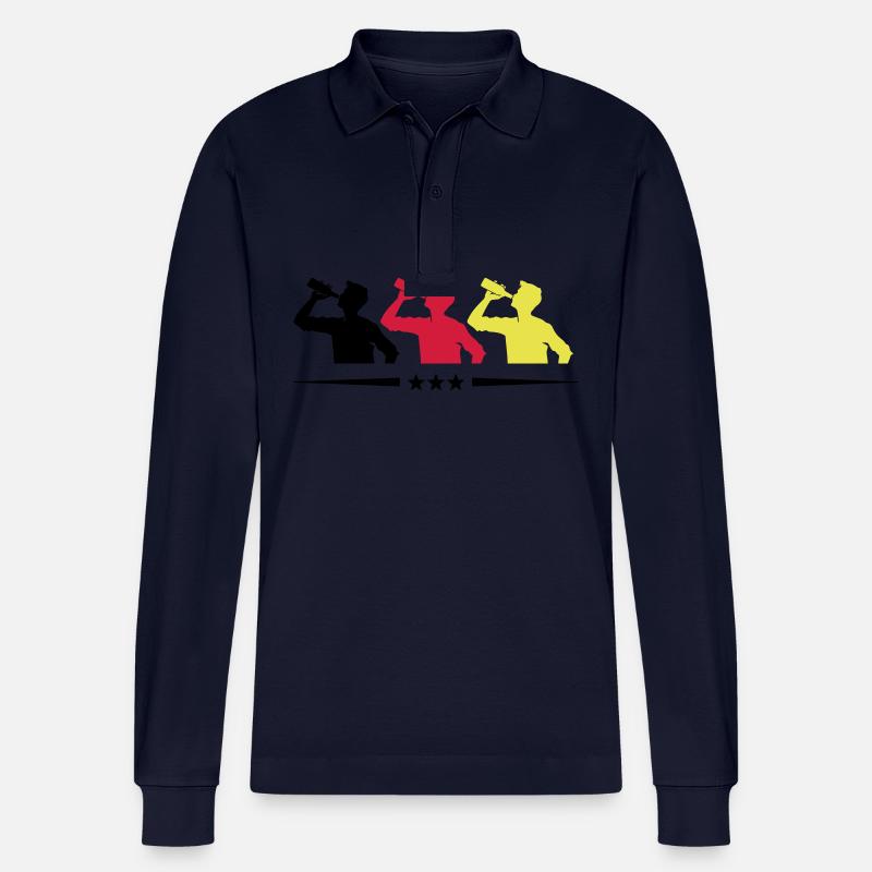 Trinker Team Flasche Deutschland - Stanley/Stella Unisex Bio-Langarm-Poloshirt Prepster - Navy