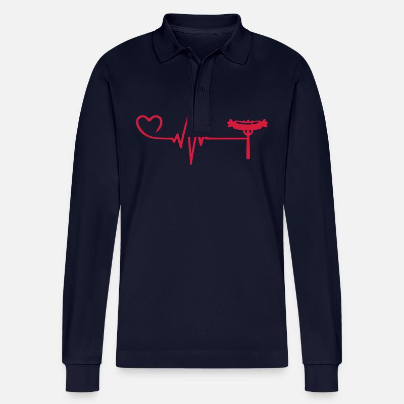Currywurst Fleisch Puls herzschlag liebe - Stanley/Stella Unisex Bio-Langarm-Poloshirt Prepster - Navy