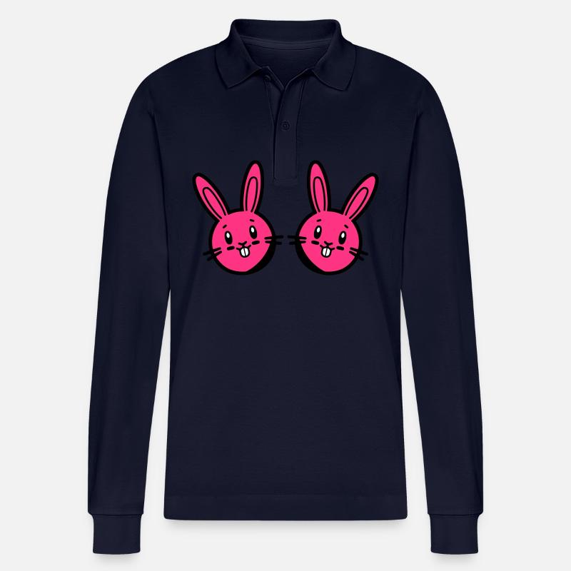 Easter Bunny Easter - Stanley/Stella Organic Unisex Long-Sleeved Polo Shirt Prepster - navy