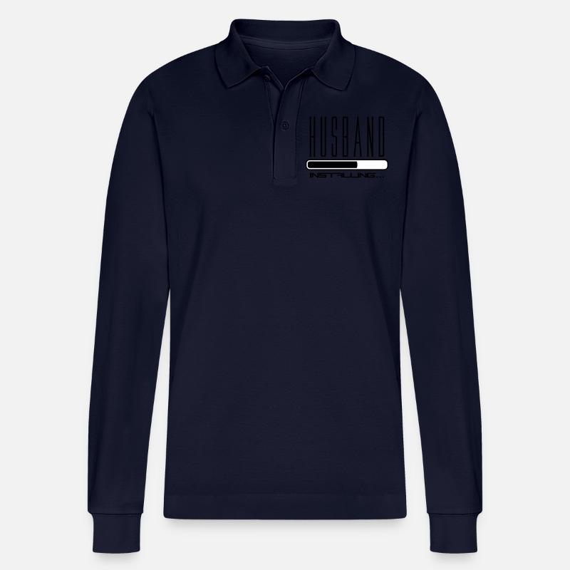 ehemann husband installing downloading ladebalken - Stanley/Stella Unisex Bio-Langarm-Poloshirt Prepster - Navy