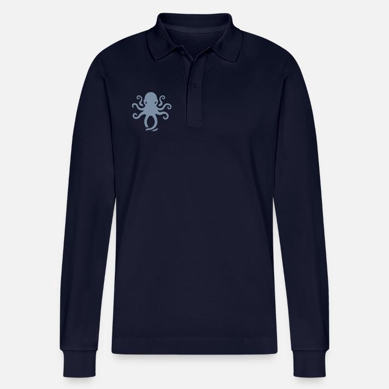 octo mad logo - Stanley/Stella Unisex Bio-Langarm-Poloshirt Prepster - Navy