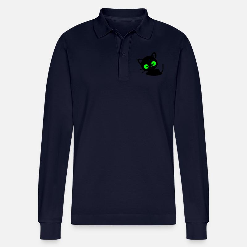Katze - Stanley/Stella Unisex Bio-Langarm-Poloshirt Prepster - Navy