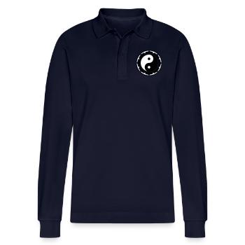 Yin Yang Lotus, Chinesisches Symbol Taiji, Tao - Stanley/Stella Unisex Bio-Langarm-Poloshirt Prepster - Navy - Vorne - Anna (173cm)