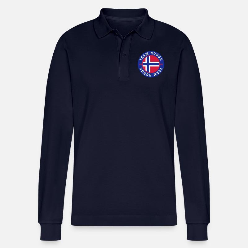Norge Team Norwegen - Stanley/Stella Unisex Bio-Langarm-Poloshirt Prepster - Navy