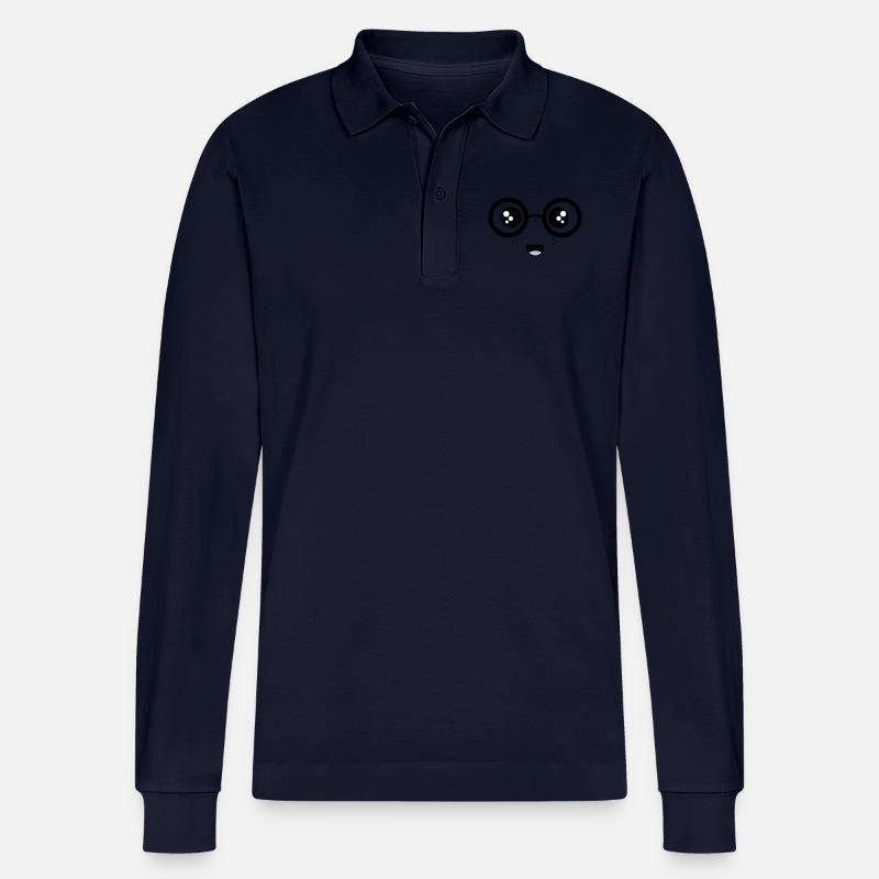 Nerdy Face - Stanley/Stella Unisex Bio-Langarm-Poloshirt Prepster - Navy