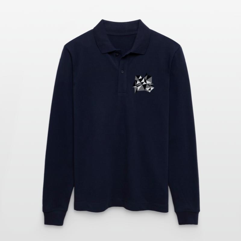 shape pattern triangles design origami cool paper 3c Stanley/Stella Organic Unisex Long-Sleeved Polo Shirt Prepster