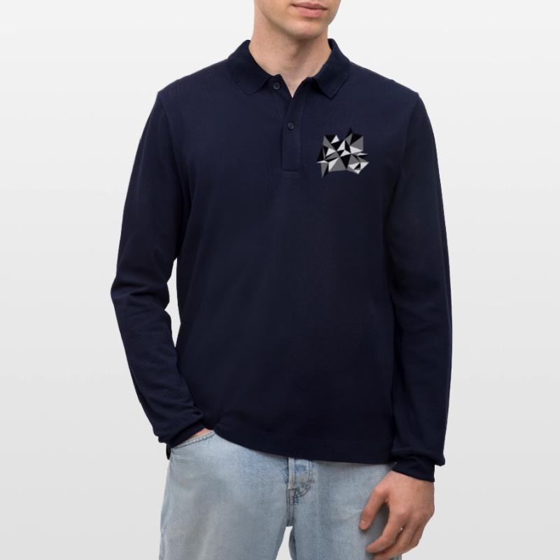 shape pattern triangles design origami cool paper 3c Stanley/Stella Organic Unisex Long-Sleeved Polo Shirt Prepster