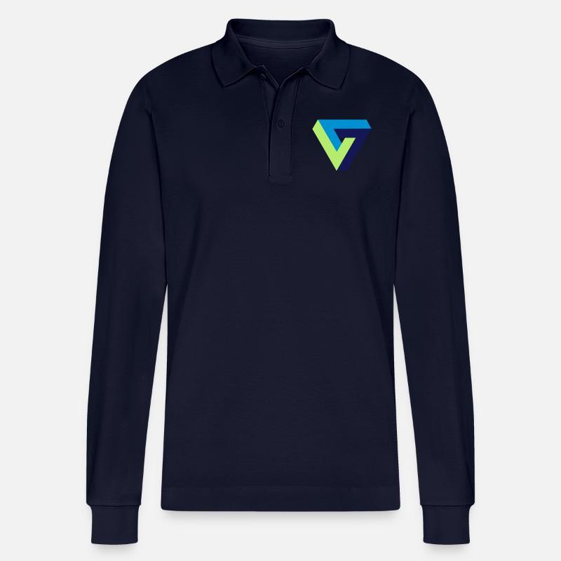 The impossible triangle optical illusion - Stanley/Stella Organic Unisex Long-Sleeved Polo Shirt Prepster - navy