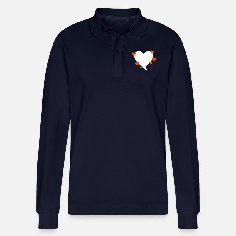 Sprechblase mit Herzen - Stanley/Stella Unisex Bio-Langarm-Poloshirt Prepster - Navy