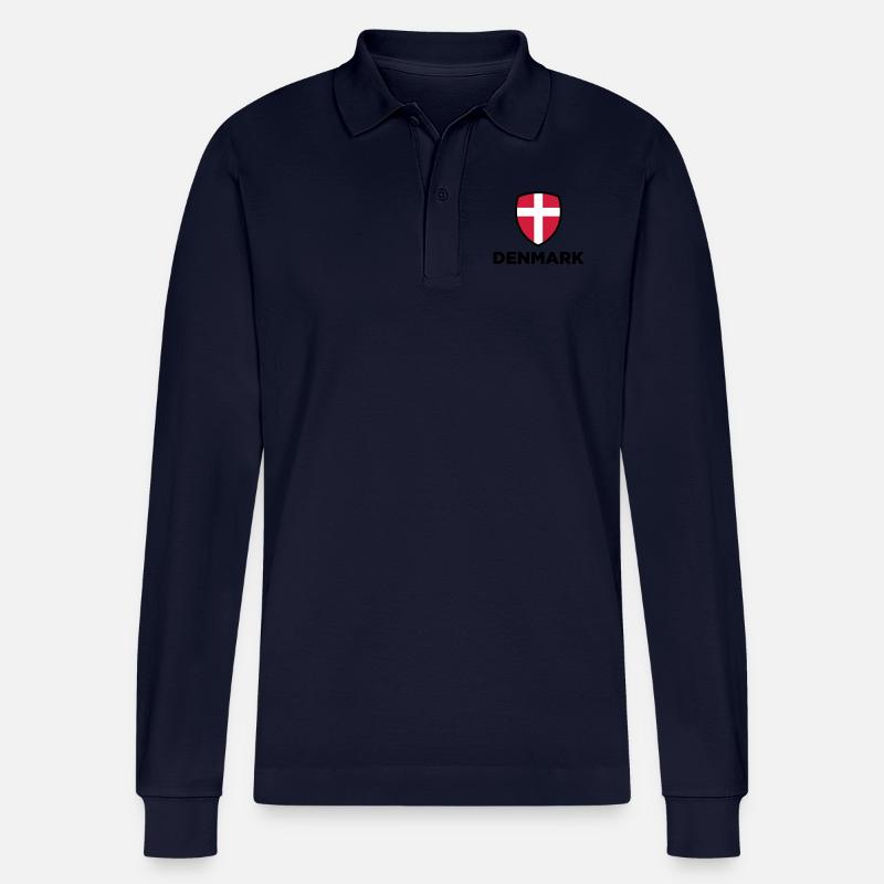 Drapeau national du Danemark - Polo à manches longues bio PREPSTER Stanley/Stella Unisexe - bleu marine