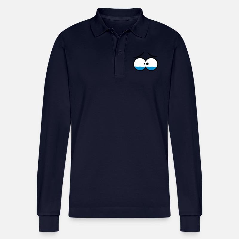 Sad Crying Comic Eyes - Stanley/Stella Unisex Bio-Langarm-Poloshirt Prepster - Navy