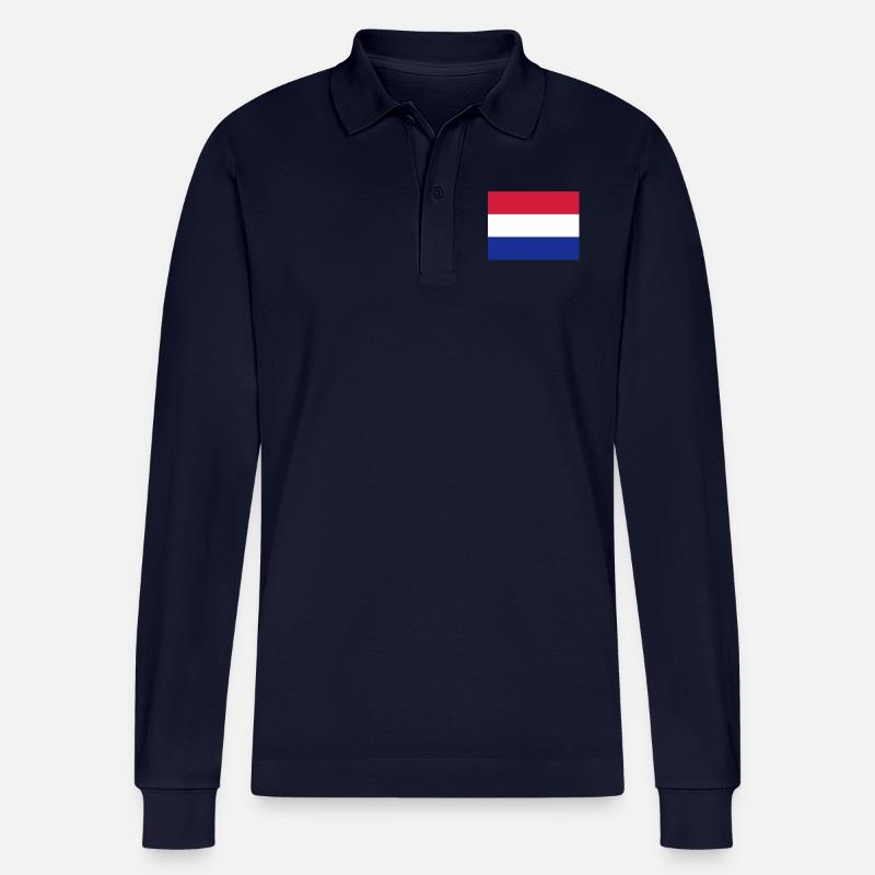 drapeau_pays_bas - Stanley/Stella Unisex Bio-Langarm-Poloshirt Prepster - Navy