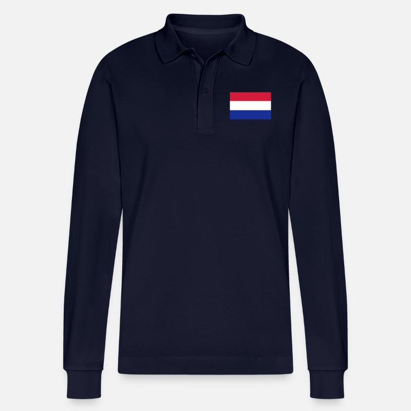Pays-Bas, Pays-Bas, Pays-Bas, drapeau, drapeau - Polo à manches longues bio PREPSTER Stanley/Stella Unisexe - bleu marine