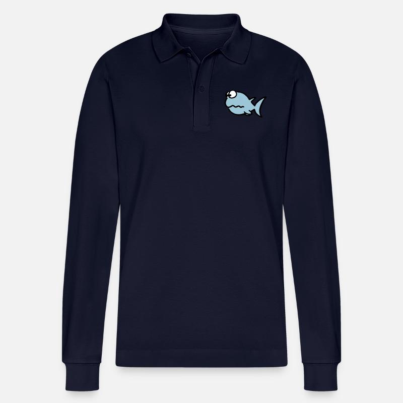 Puzzled fish - Stanley/Stella Unisex Bio-Langarm-Poloshirt Prepster - Navy
