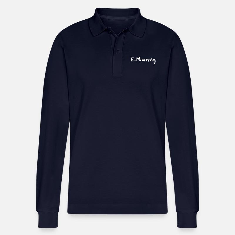 Edvard Munch Unterschrift - Stanley/Stella Unisex Bio-Langarm-Poloshirt Prepster - Navy
