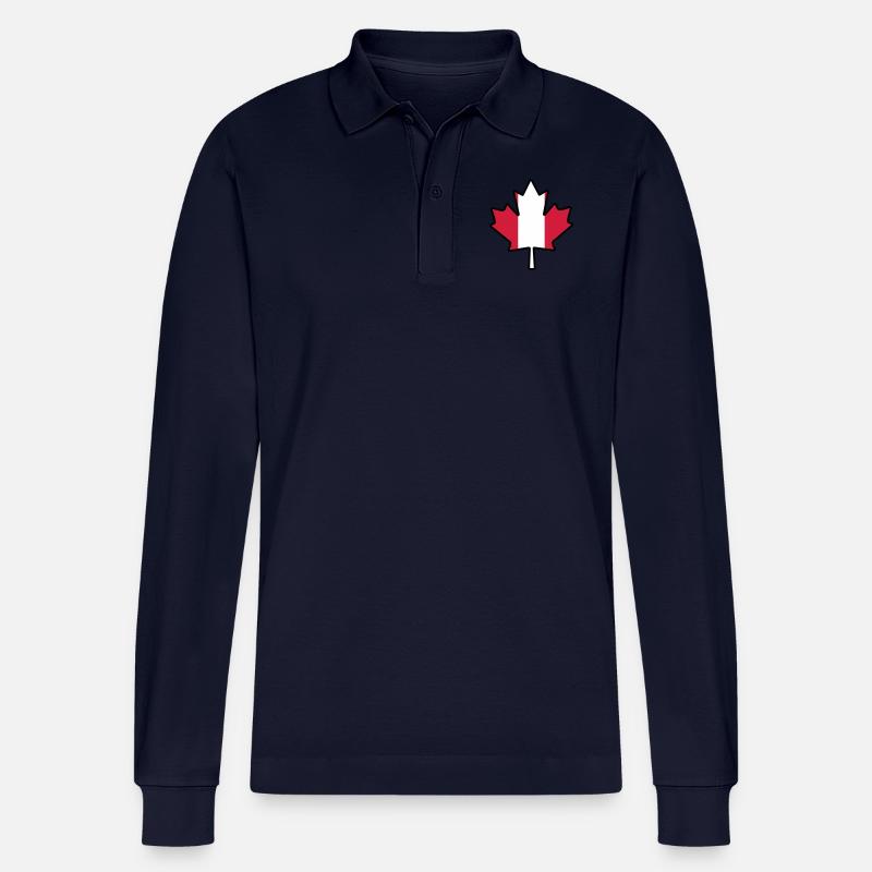 Canada leaf - Stanley/Stella Unisex Bio-Langarm-Poloshirt Prepster - Navy
