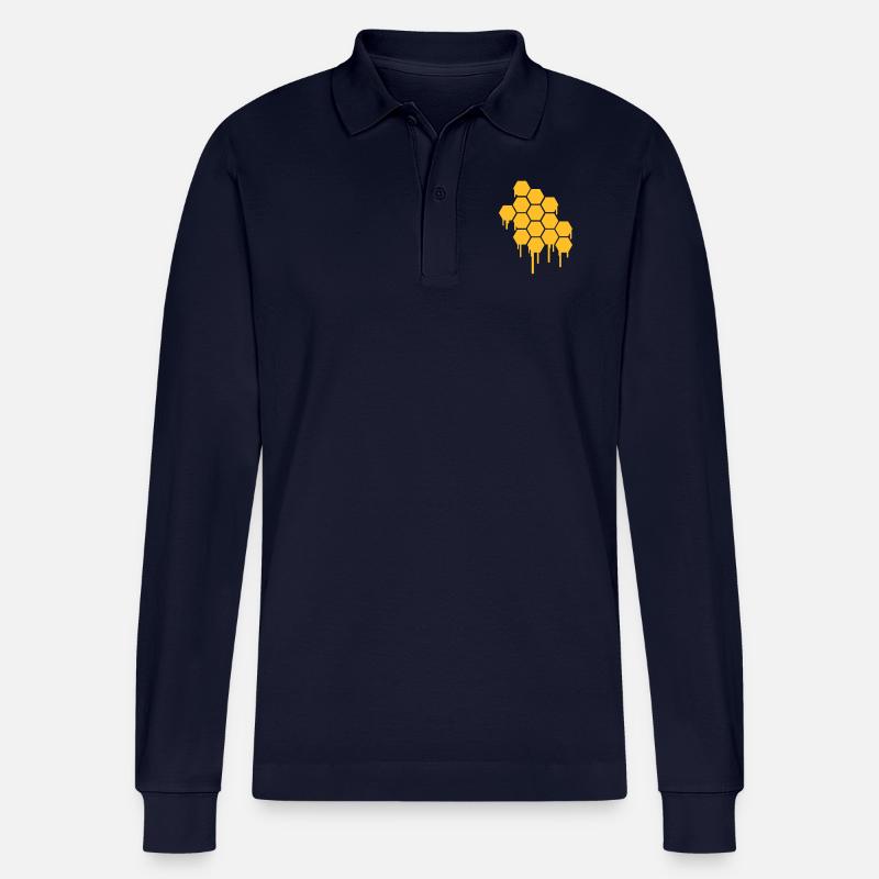 Honeycombs Pattern - Polo à manches longues bio PREPSTER Stanley/Stella Unisexe - bleu marine