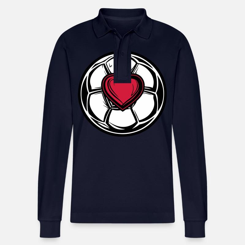 Fussball Herz Symbol - Stanley/Stella Unisex Bio-Langarm-Poloshirt Prepster - Navy