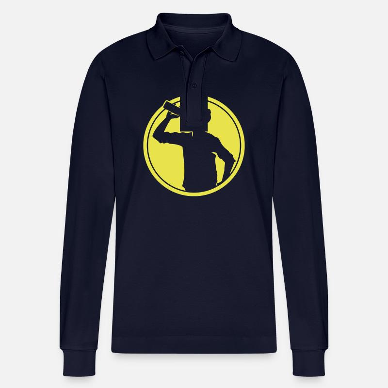 Trinker Bier Silhouette - Stanley/Stella Unisex Bio-Langarm-Poloshirt Prepster - Navy