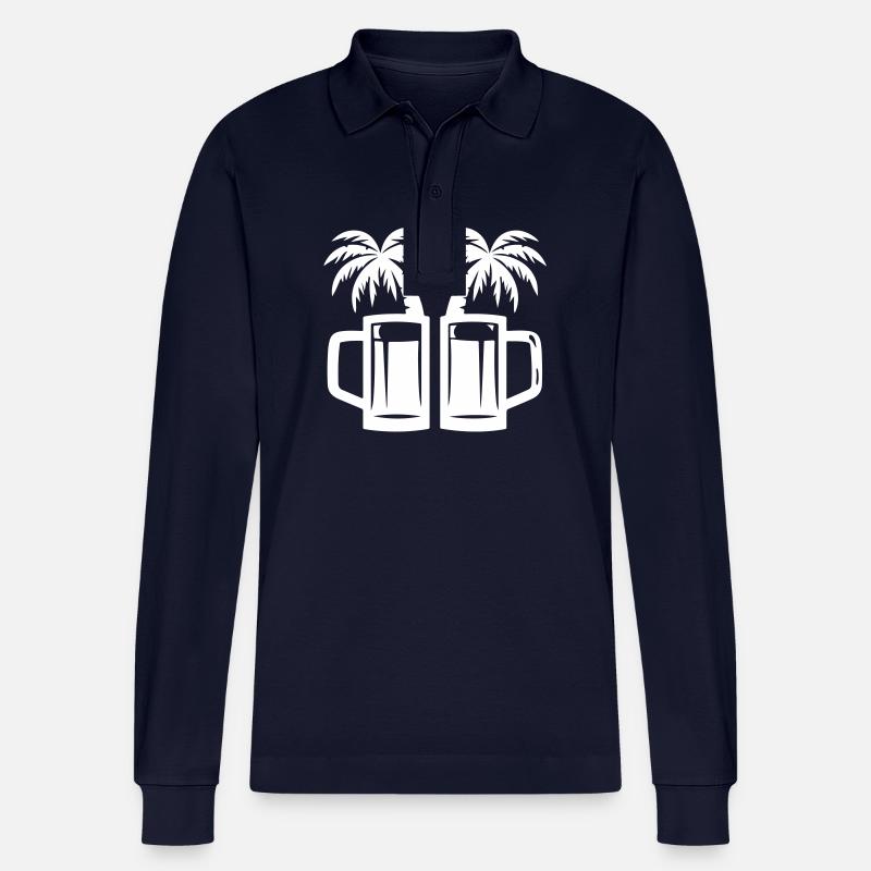 Bier Urlaub Palmen - Stanley/Stella Unisex Bio-Langarm-Poloshirt Prepster - Navy
