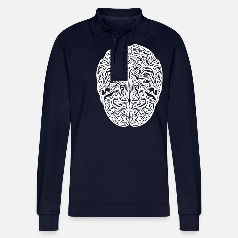 Gehirn - Anatomischer Vector - Stanley/Stella Unisex Bio-Langarm-Poloshirt Prepster - Navy