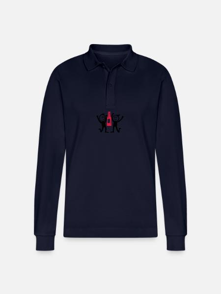 Junggesellenabschied Team Strichmännchen - Stanley/Stella Unisex Bio-Langarm-Poloshirt Prepster - Navy