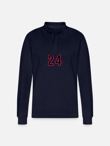 24 Number Years Jersey - Stanley/Stella Organic Unisex Long-Sleeved Polo Shirt Prepster - navy