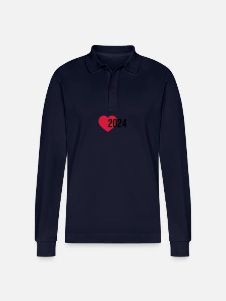 2024 Heart - Stanley/Stella Organic Unisex Long-Sleeved Polo Shirt Prepster - navy