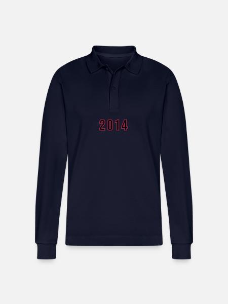 2014 Year Number - Stanley/Stella Organic Unisex Long-Sleeved Polo Shirt Prepster - navy