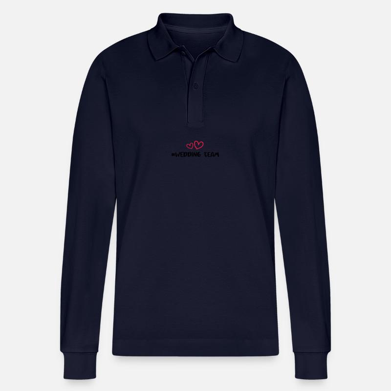 Hochzeit Team Herz - Stanley/Stella Unisex Bio-Langarm-Poloshirt Prepster - Navy