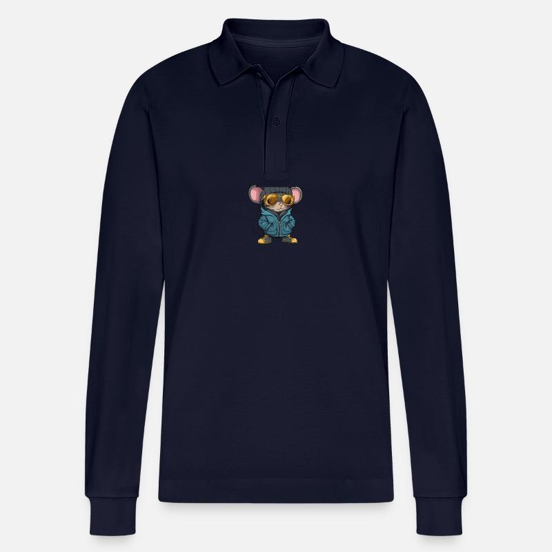 Maus Winter Comic - Stanley/Stella Unisex Bio-Langarm-Poloshirt Prepster - Navy