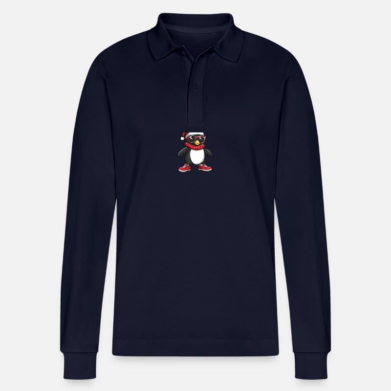Pingouin Noël Cool Noël - Polo à manches longues bio PREPSTER Stanley/Stella Unisexe - bleu marine