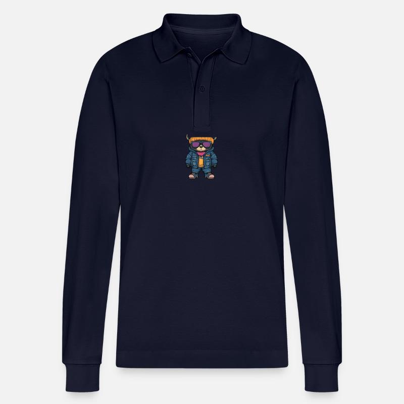 Bär Winter Comic - Stanley/Stella Unisex Bio-Langarm-Poloshirt Prepster - Navy