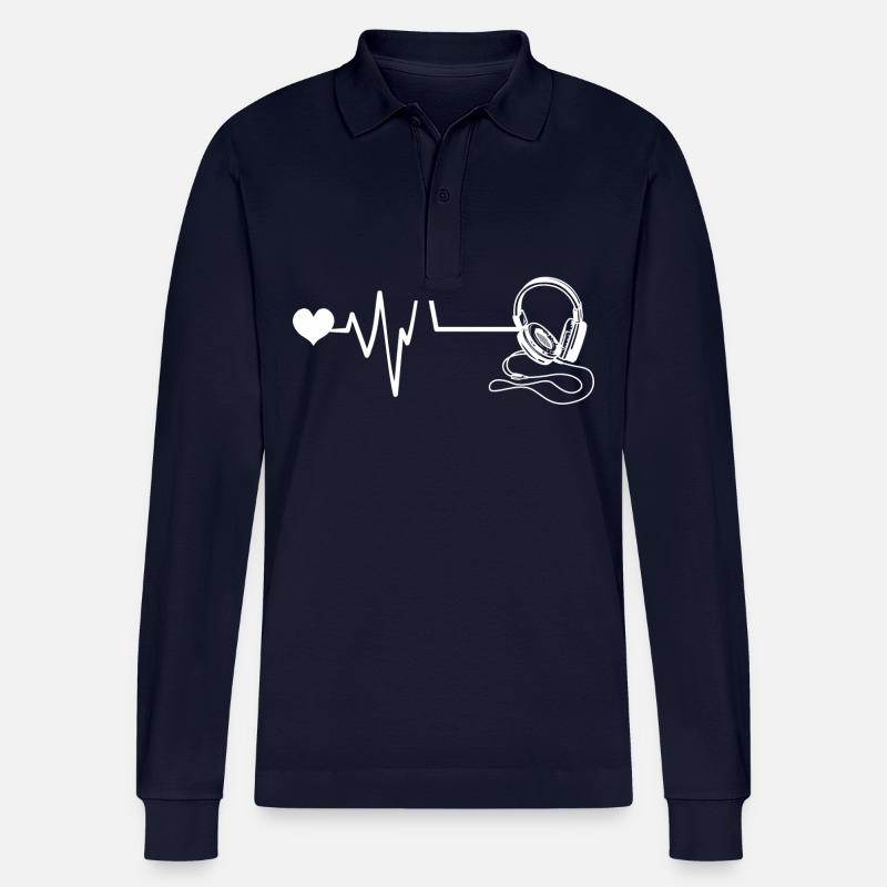 Kopfhörer Puls Herzschlag - Stanley/Stella Unisex Bio-Langarm-Poloshirt Prepster - Navy