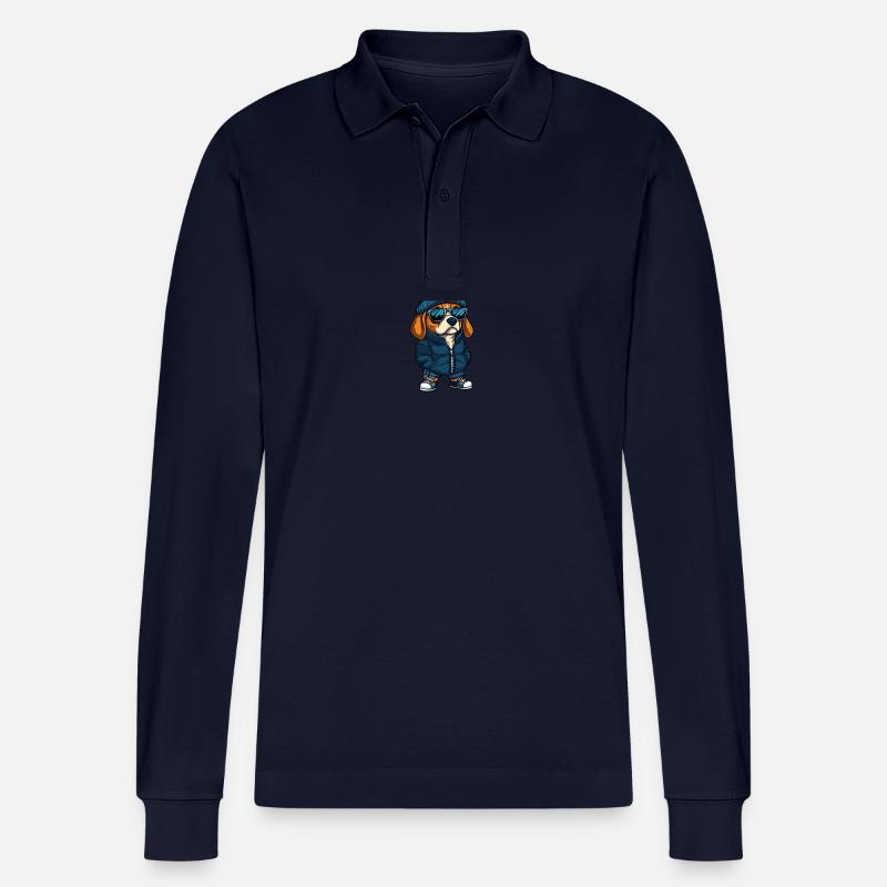 Beagle Hund Winter - Stanley/Stella Unisex Bio-Langarm-Poloshirt Prepster - Navy