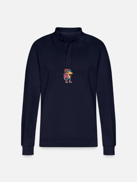 Seahorse Winter Comic - Stanley/Stella Organic Unisex Long-Sleeved Polo Shirt Prepster - navy