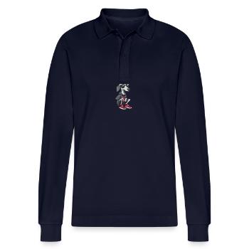 Lévrier chien Noël Cool Noël - Polo à manches longues bio PREPSTER Stanley/Stella Unisexe - bleu marine - Devant - Anna (173cm)