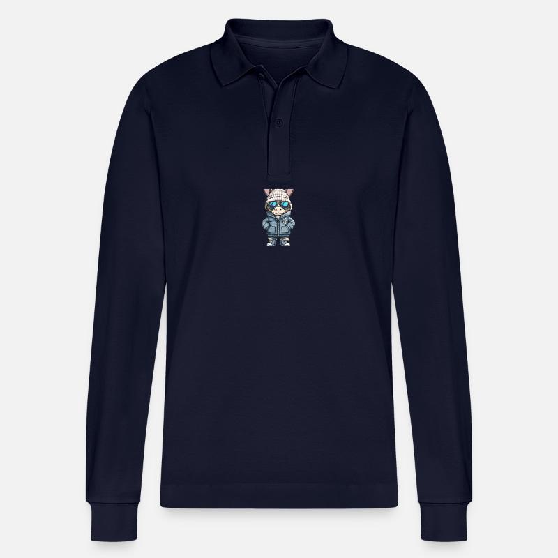 Esel Winter Comic - Stanley/Stella Unisex Bio-Langarm-Poloshirt Prepster - Navy