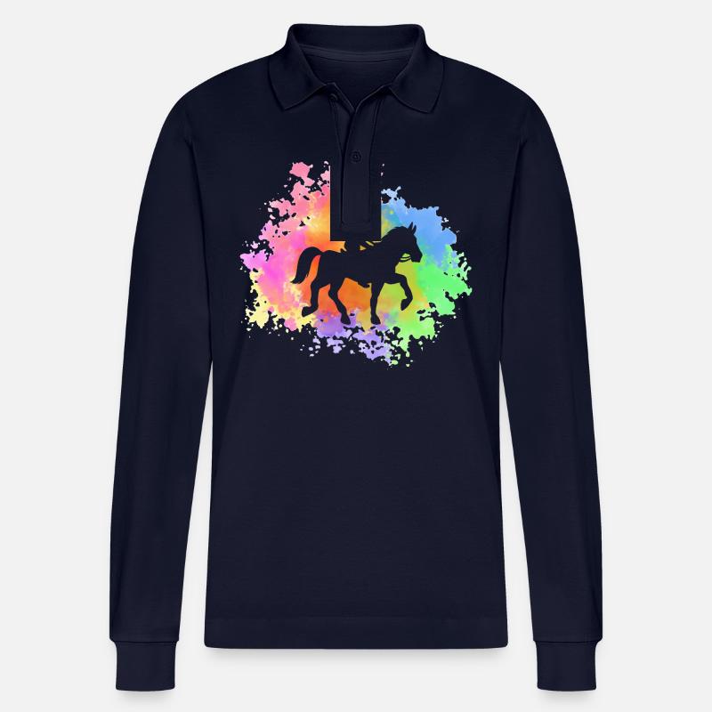 Reiten Pferde - Stanley/Stella Unisex Bio-Langarm-Poloshirt Prepster - Navy
