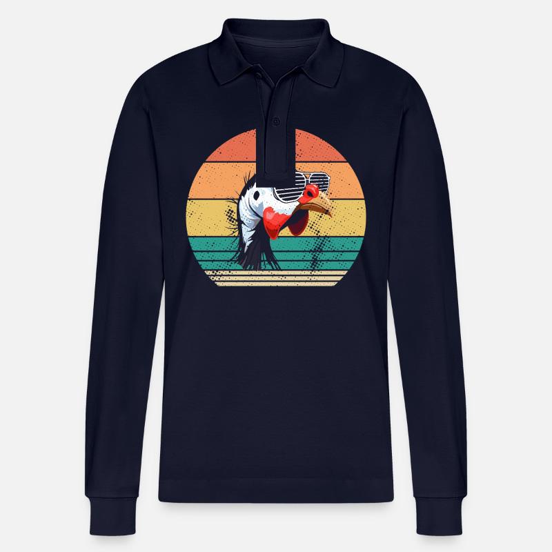 Hühner Hahn Perlhuhn - Stanley/Stella Unisex Bio-Langarm-Poloshirt Prepster - Navy