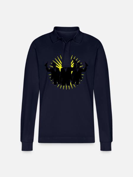 Drunk Party Booze Silhouette - Stanley/Stella Organic Unisex Long-Sleeved Polo Shirt Prepster - navy