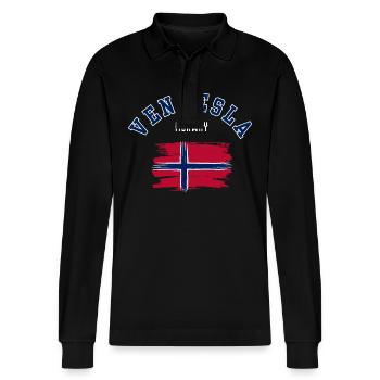 Vennesla Norway - Stanley/Stella Organic Unisex Long-Sleeved Polo Shirt Prepster - black - Front - Anna (173cm) & Nico (186cm)